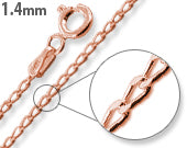 14k Rose Gold Plated Sterling Silver Long Curb Chain 1.4mm