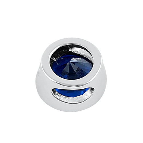 Sterling Silver Round Blue Spinel CZ Pendant