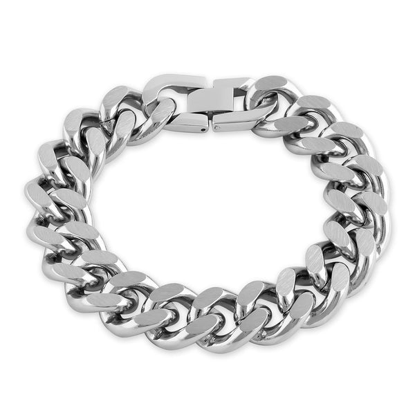 Stainless Steel Thick Flat Curb Link Bracelet