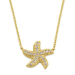 Solid 14K Gold Starfish Diamond Necklace