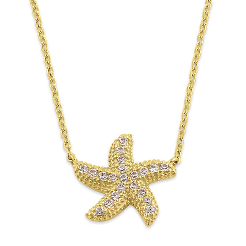 Solid 14K Gold Starfish Diamond Necklace