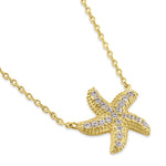 Solid 14K Gold Starfish Diamond Necklace