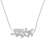 Sterling Silver Mother of Pearl Trendy Leaf Necklace