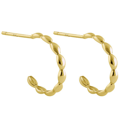 Solid 14K Yellow Gold Wavy Hoop Earrings