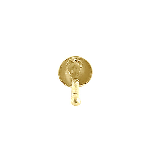 Solid 14K Yellow Gold Plain Round Straight Nose Stud