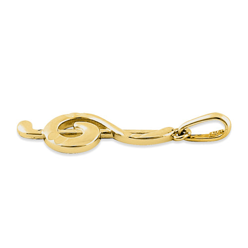 Solid 14K Yellow Gold Music Note Pendant