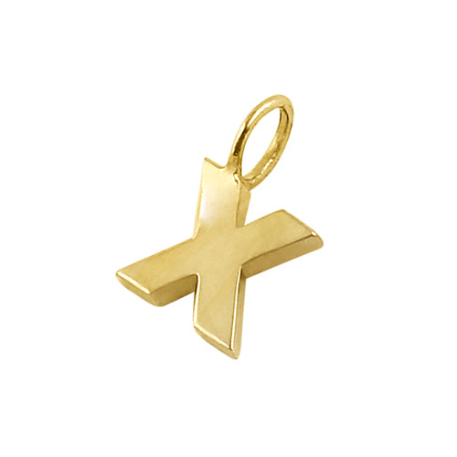 Solid 14K Gold X Initial Pendant
