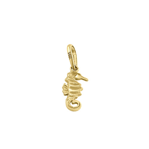 Solid 14K Yellow Gold Seahorse Pendant