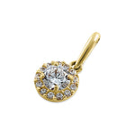 Solid 14K Yellow Gold Round Halo CZ Pendant