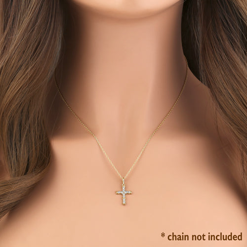 Solid 14K Yellow Gold and White Gold Bond Cross CZ Pendant