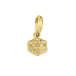 Solid 14K Yellow Gold Small Flower Cluster CZ Pendant