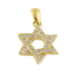 Solid 14K Yellow Gold Star of David CZ Pendant