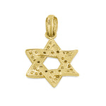 Solid 14K Yellow Gold Star of David CZ Pendant