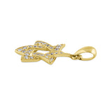 Solid 14K Yellow Gold Star of David CZ Pendant