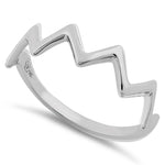 Solid 14K White Gold Zig Zag Ring