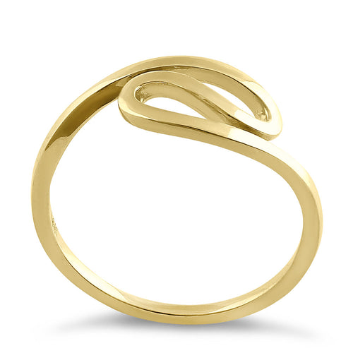 Solid 14K Yellow Gold Hieroglyphical Wave Ring