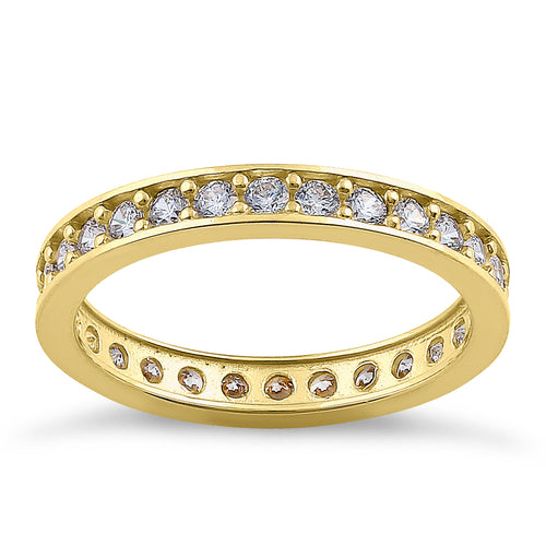 Solid 14K Yellow Gold Channel Eternity CZ Ring