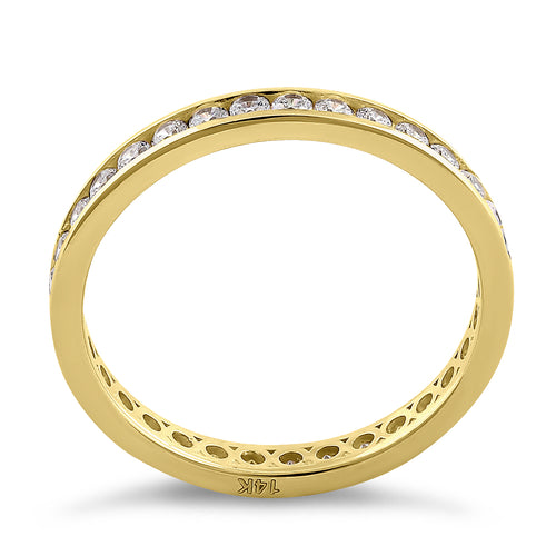 Solid 14K Yellow Gold Channel Eternity CZ Band