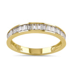 Solid 14K Yellow Gold Baguette CZ Band Ring
