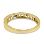 Solid 14K Yellow Gold Clear and Sapphire Princess CZ Ring