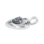 Sterling Silver Precious Heart Rainbow Topaz CZ Pendant