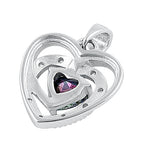 Sterling Silver Precious Heart Rainbow Topaz CZ Pendant