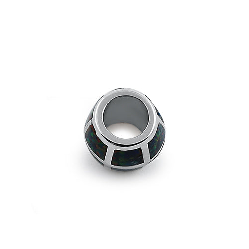 Sterling Silver Black Lab Opal Slider Bead Pendant