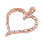 Sterling Silver Rose Gold Plated Half Clear CZ Heart Pendant