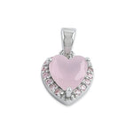 Sterling Silver Small Milky Pink CZ Heart Pendant