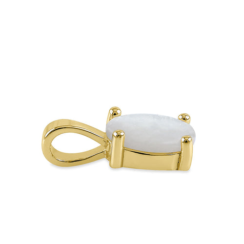 Sterling Silver Gold Plated Mother of Pearl Oval Pendant