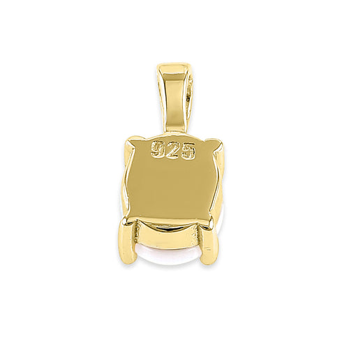 Sterling Silver Gold Plated Mother of Pearl Oval Pendant