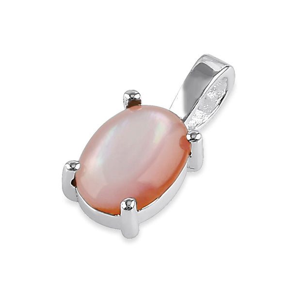 Sterling Silver Pink Mother of Pearl Oval Pendant