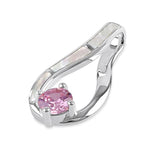 Sterling Silver Mother of Pearl Twist & Pink CZ Pendant
