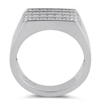 Sterling Silver 4 Row CZ Men's Ring