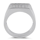 Sterling Silver 4 Row CZ Men's Ring