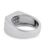Sterling Silver 4 Row CZ Men's Ring
