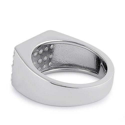 Sterling Silver 4 Row CZ Men's Ring