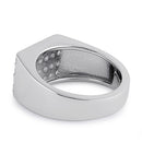 Sterling Silver 4 Row CZ Men's Ring