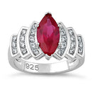 Sterling Silver Marquise Cut Ruby-tone CZ Ring