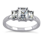 Sterling Silver Triple Emerald-Cut CZ Ring