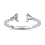 Sterling Silver Double Triangle Cut Clear CZ Ring