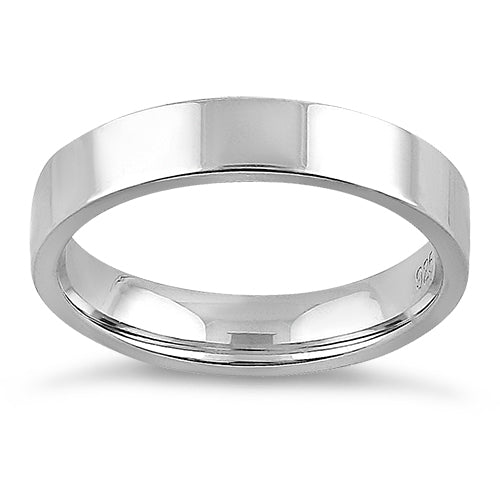 Sterling Silver 4MM Flat Wedding Band