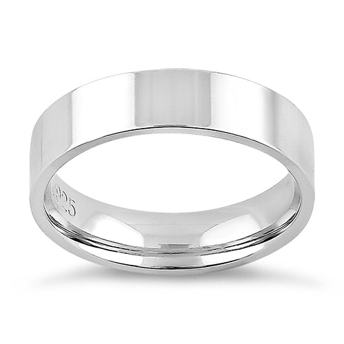 Sterling Silver 5MM Flat Wedding Band