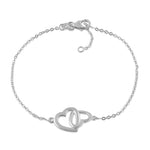 Sterling Silver Linked Hearts Bracelet