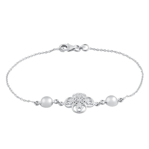 Sterling Silver Mystic Flower and Bead Bracelet