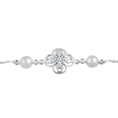 Sterling Silver Mystic Flower and Bead Bracelet
