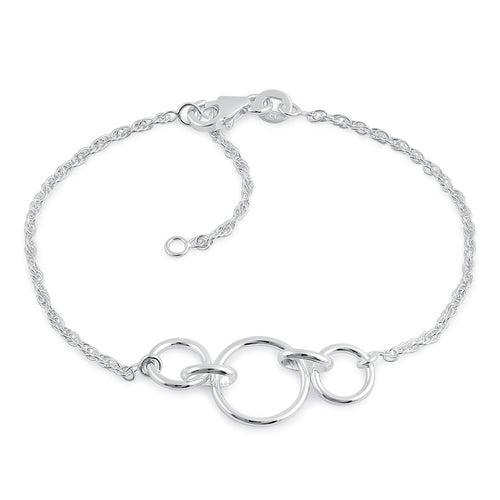 Sterling Silver Triple Round Link Bracelet