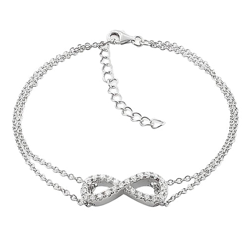 16cm silver bracelet＆Infinitycharm Sterling Silver Infinity CZ Bracelet
