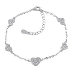 Sterling Silver CZ Heart Bracelet