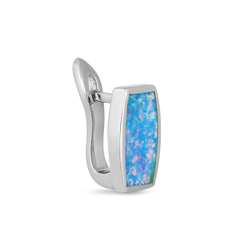 Sterling Silver Blue Lavender Lab Opal Squoval Earrings